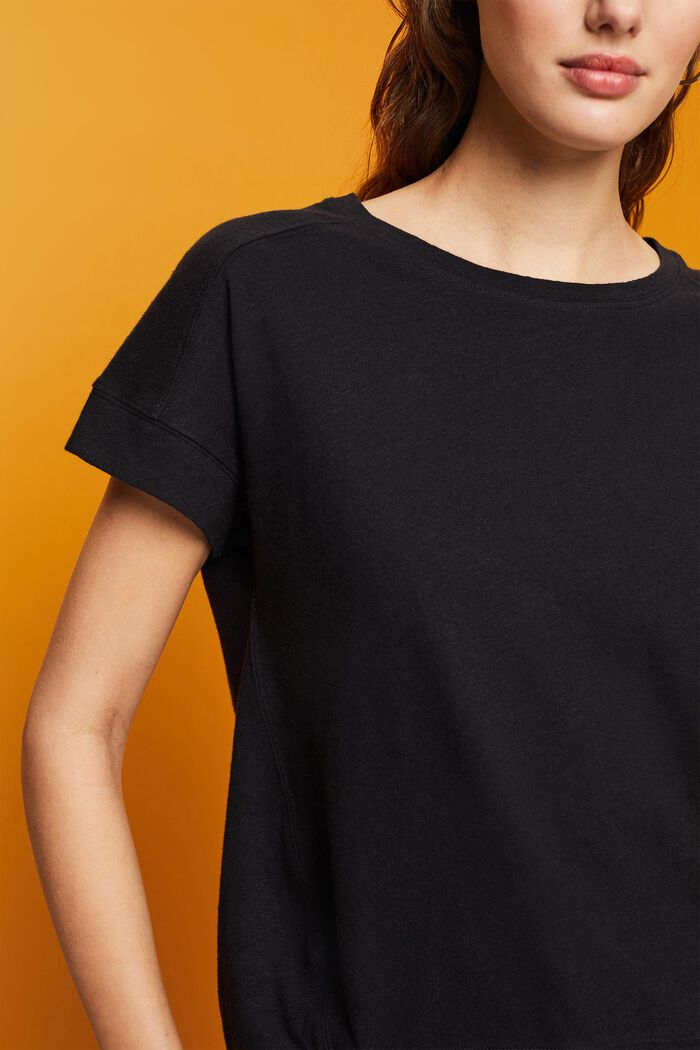 T-shirt en mélange de coton et lin, BLACK, detail image number 2