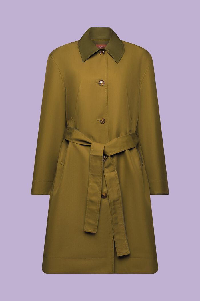 Trench-coat à ceinture en coton biologique, OLIVE, detail image number 6