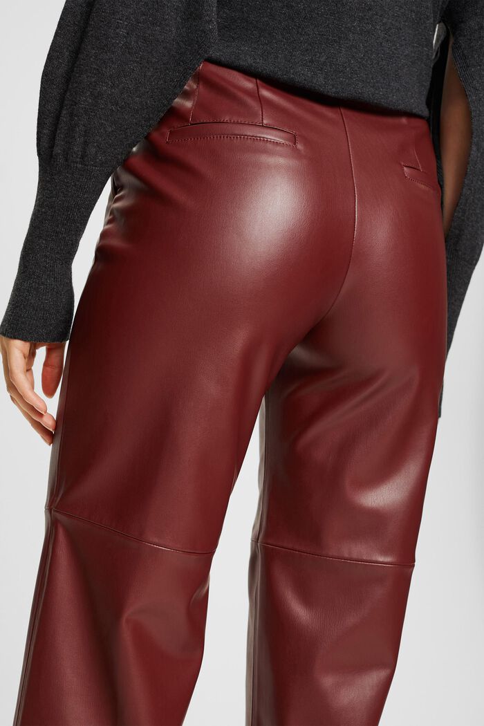Pantalon en similicuir à la coupe raccourcie, BORDEAUX RED, detail image number 5