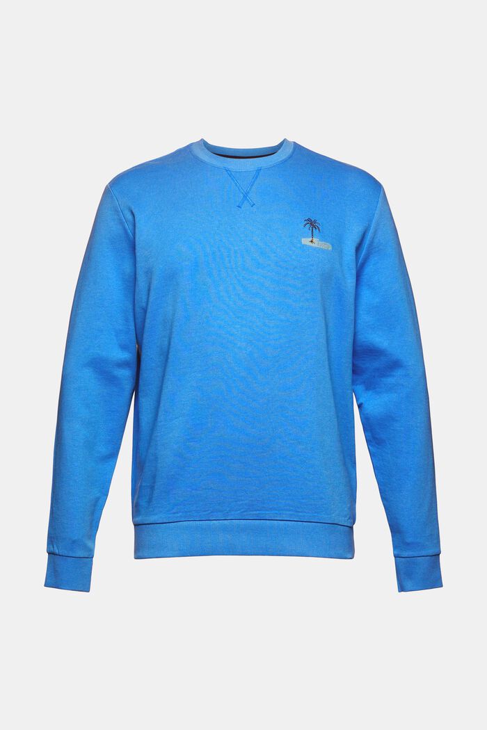 Sweat-shirt à petit motif brodé, BRIGHT BLUE, overview