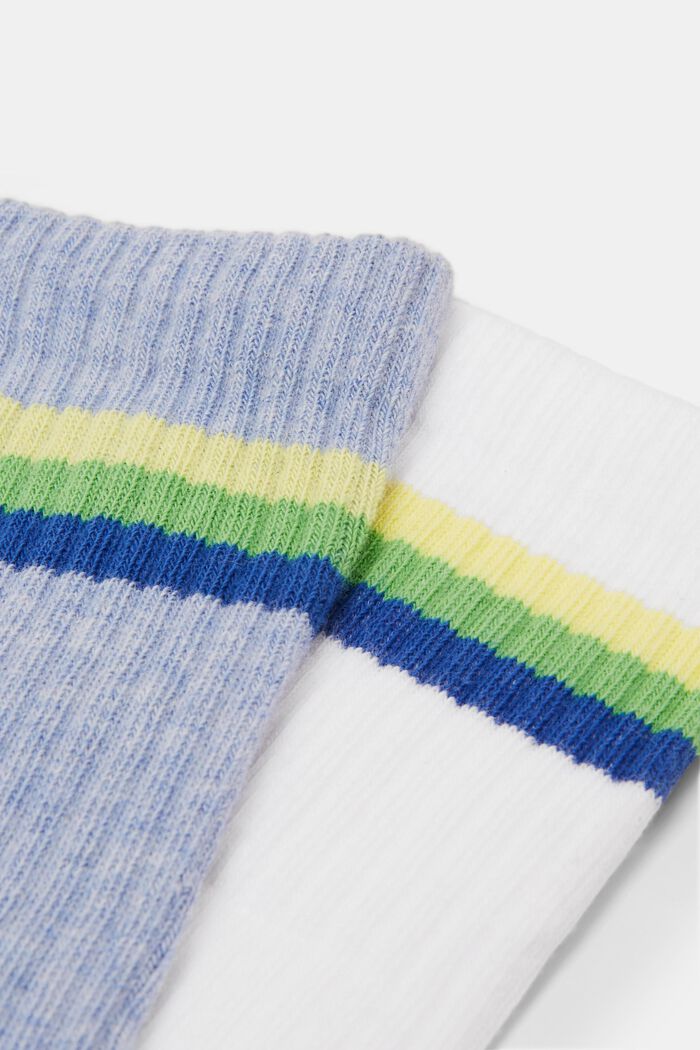 Lot de 2 paires de chaussettes côtelées à rayures, BLUE/WHITE, detail image number 1