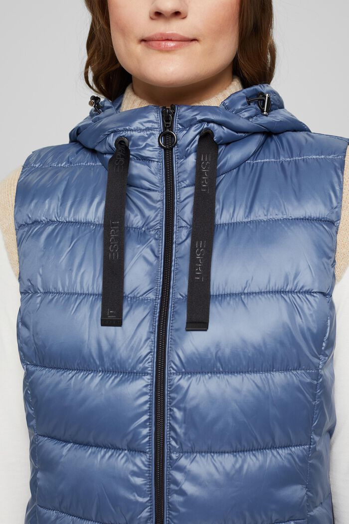 En matière recyclée : veste sans manches à capuche amovible, GREY BLUE, detail image number 2