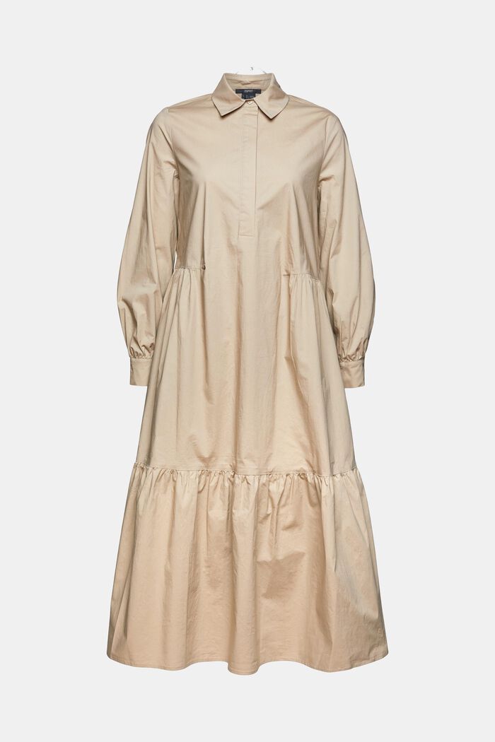 Robe chemisier maxi longueur, LIGHT TAUPE, overview