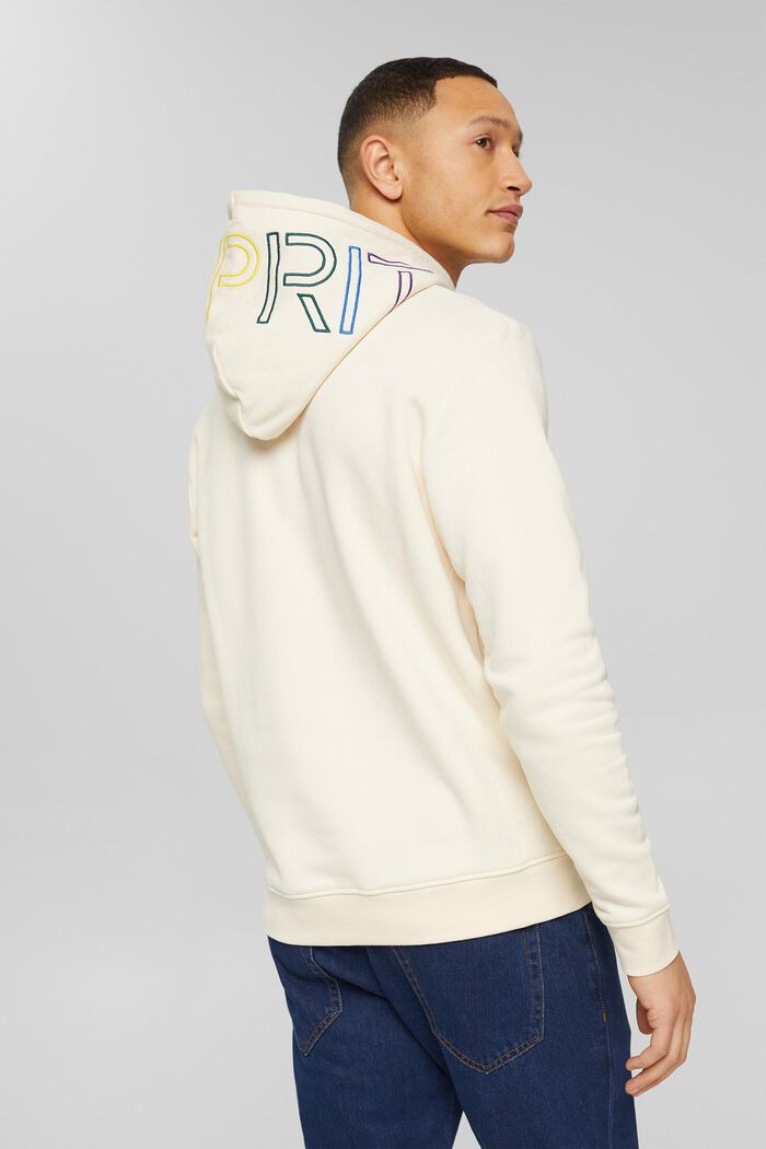 Sweat-shirt à capuche et logo brodé, en coton mélangé, CREAM BEIGE, detail image number 3