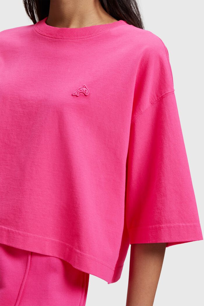 T-shirt court à patch dauphin, PINK FUCHSIA, detail image number 2