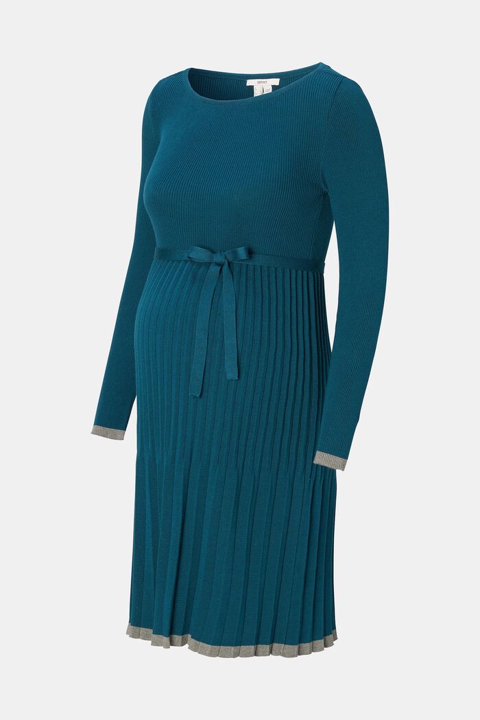Robe-pull plissée, coton biologique, ATLANTIC BLUE, detail image number 1