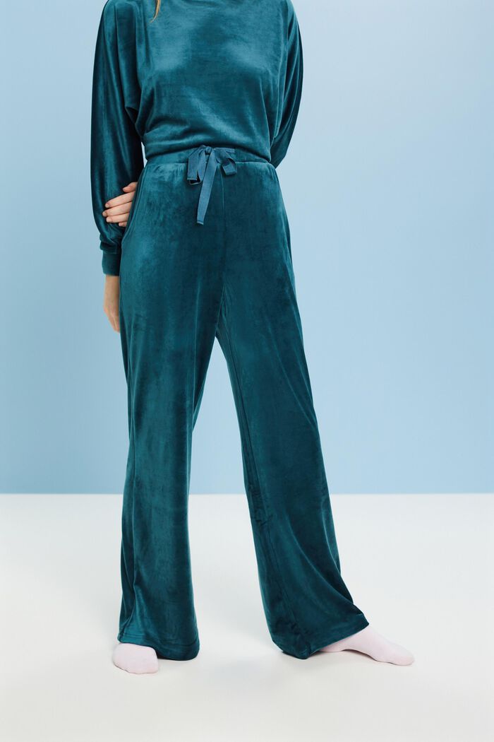 Pantalon de détente en velours, PETROL BLUE, detail image number 0