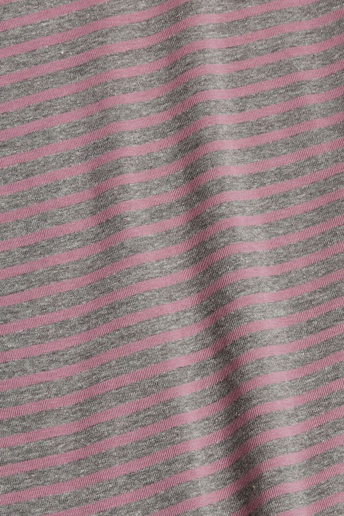 T-shirt rayé à manches longues en coton biologique mélangé, MAUVE, detail image number 4