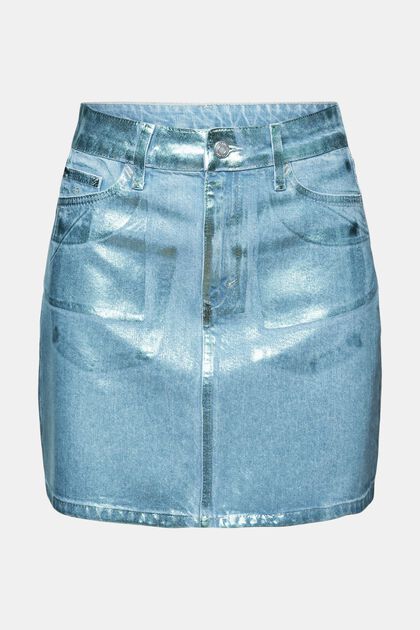 Mini-jupe en jean d’aspect métallique