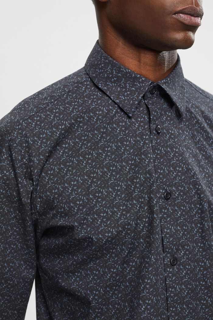 Chemise en coton à motif de coupe Slim Fit, BLACK, detail image number 2