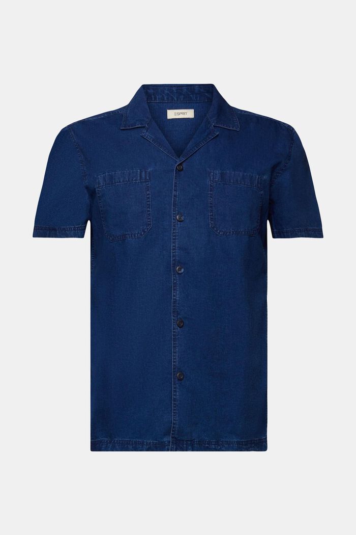 Chemise à manches courtes en jean, 100 % coton, BLUE DARK WASHED, detail image number 7