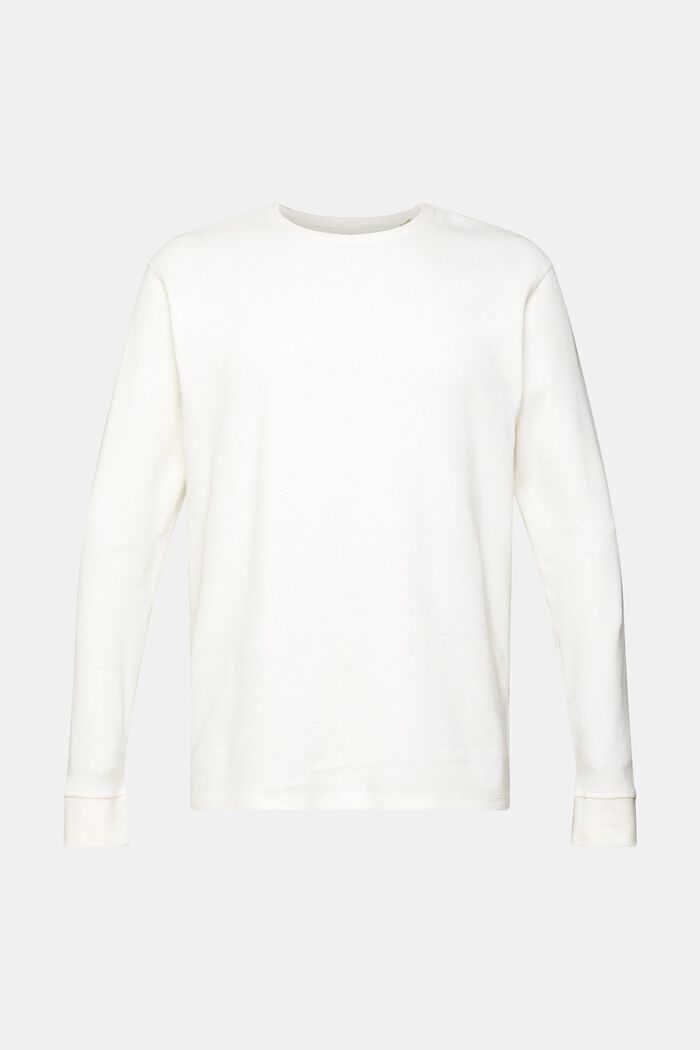 T-shirt à manches longues en maille piquée gaufrée, OFF WHITE, detail image number 6