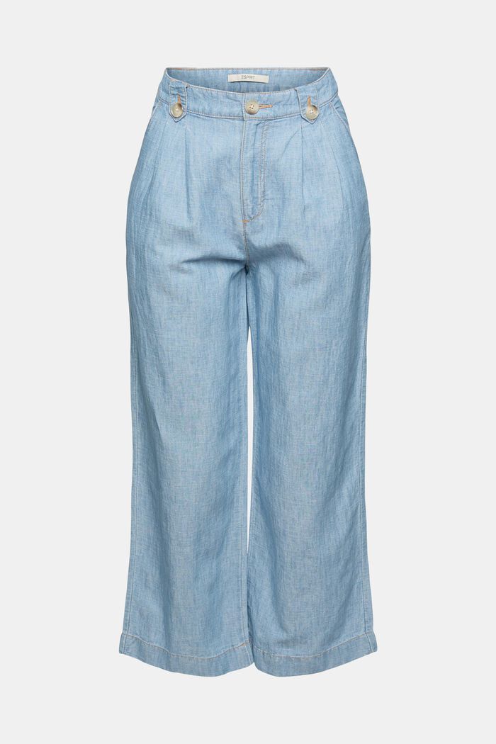 À teneur en lin : la jupe-culotte d´aspect denim, BLUE LIGHT WASHED, detail image number 7