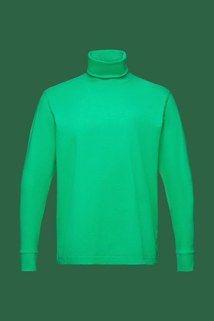 T-shirt à manches longues et col cheminée en coton, GREEN, detail image number 6