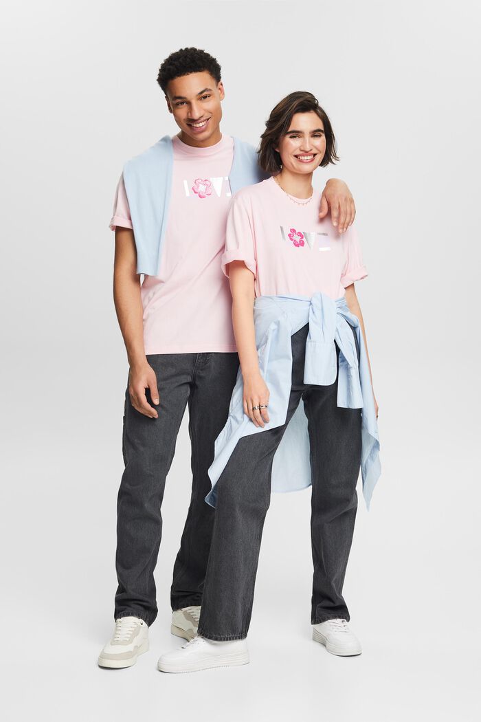 T-shirt unisexe en coton Pima imprimé, PASTEL PINK, detail image number 6