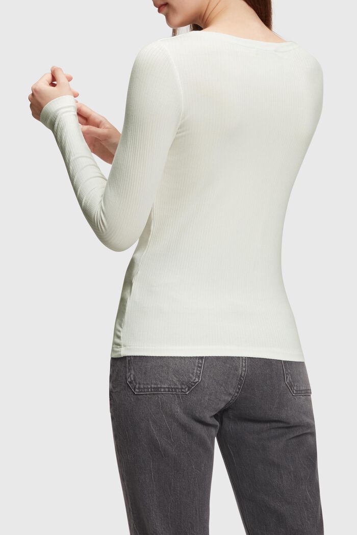 T-shirt à manches longues et découpe, LENZING™ ECOVERO™, OFF WHITE, detail image number 1