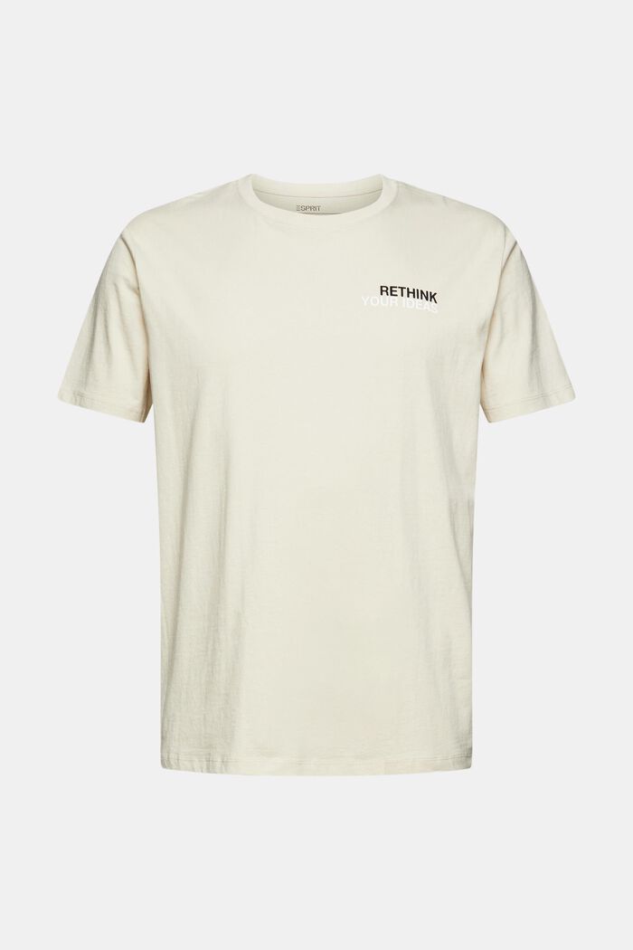 T-shirt en jersey à imprimé, 100 % coton, CREAM BEIGE, overview