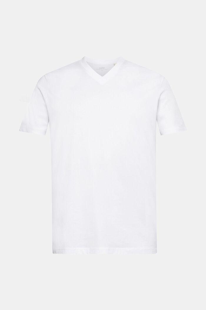 T-shirt en coton à encolure en V de coupe Slim Fit, WHITE, detail image number 6