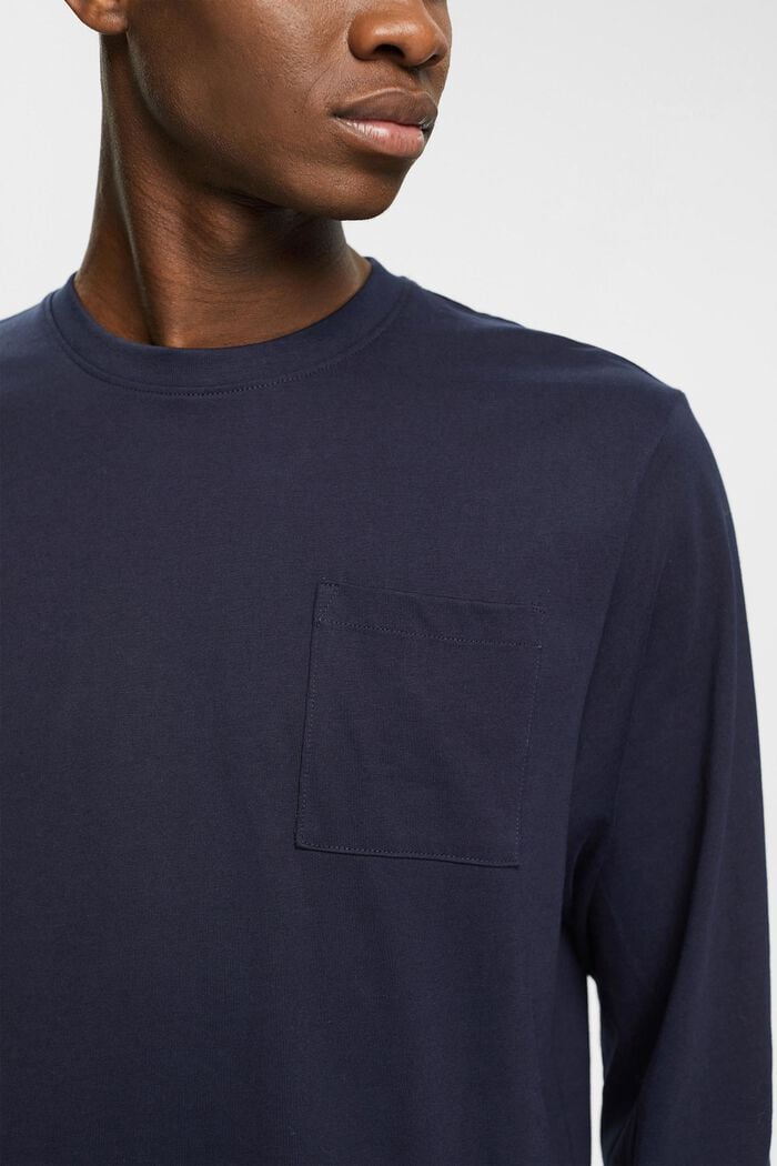 T-shirt à manches longues en jersey, 100 % coton, NAVY, detail image number 2