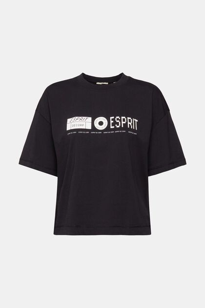 T-shirt à imprimé sur le devant et au dos, BLACK, overview