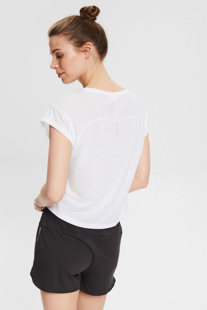 T-shirt avec empiècements mesh, LENZING™ ECOVERO™, WHITE, detail image number 3