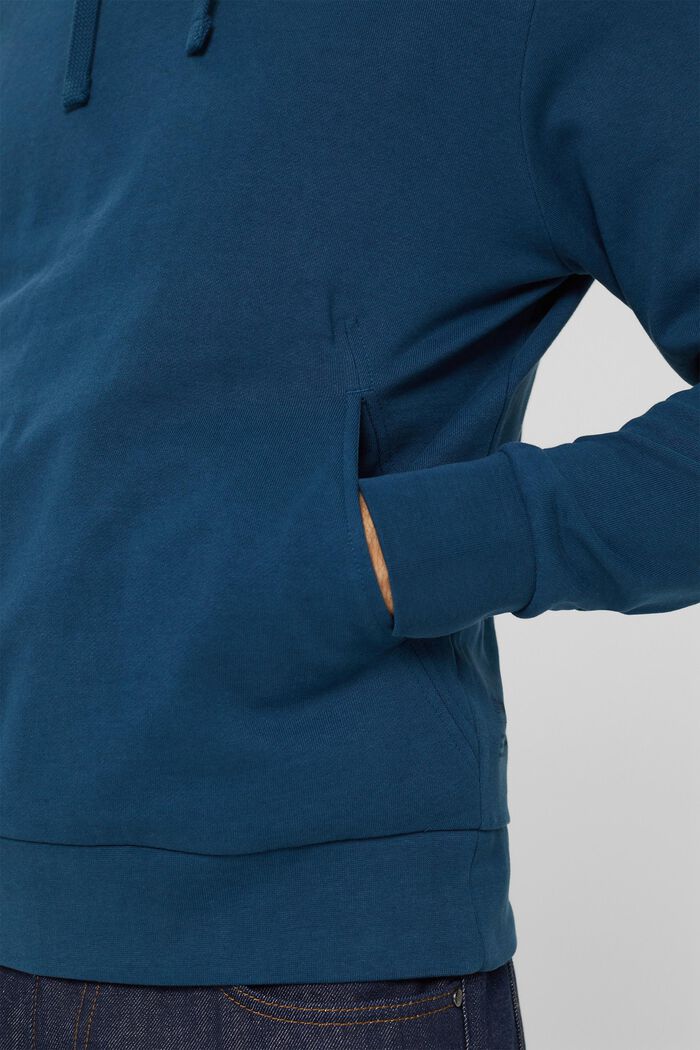 Sweat à capuche en coton mélangé à teneur en TENCEL™, PETROL BLUE, detail image number 2