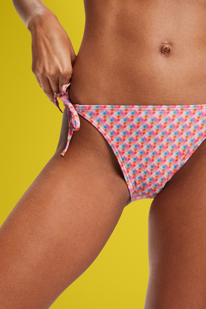 Bas de bikini multicolore doté de liens à nouer, PINK FUCHSIA, detail image number 1