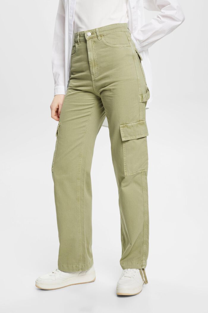 Pantalon cargo en coton, LIGHT KHAKI, detail image number 0
