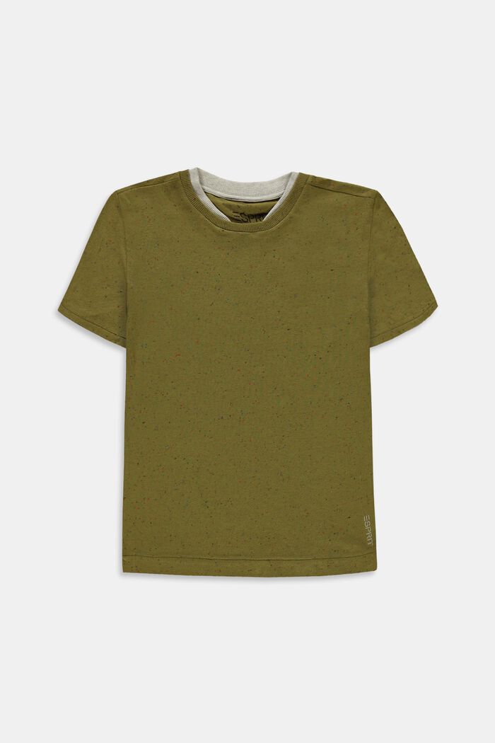 T-shirt à double col en coton, LEAF GREEN, detail image number 0