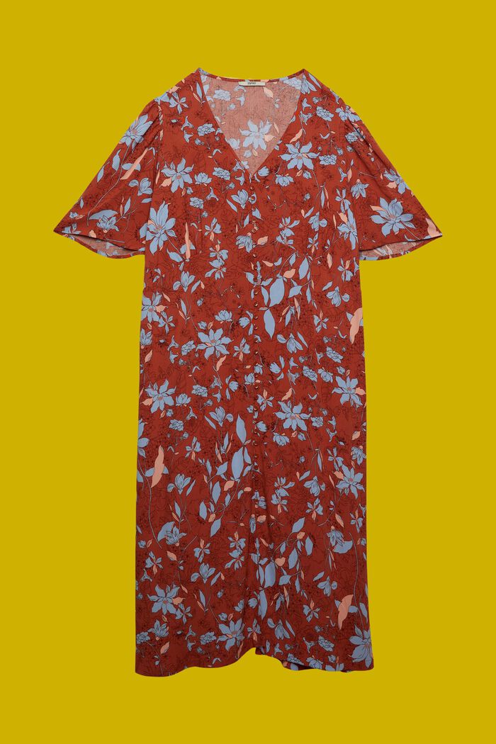 Robe longueur midi CURVY à motif all-over, CORAL ORANGE, detail image number 6