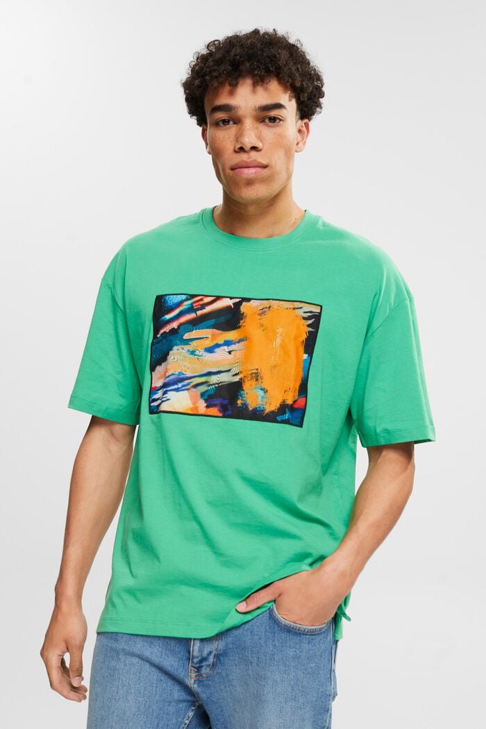 T-shirt en jersey orné d’une grande étiquette, GREEN, detail image number 0