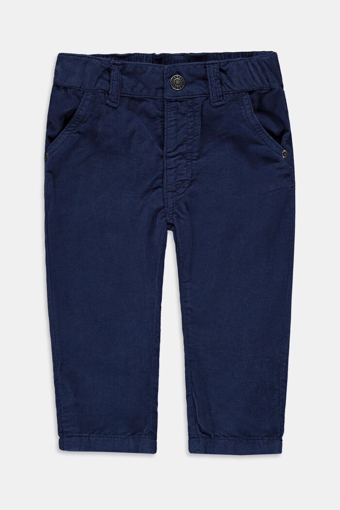Pantalon en velours côtelé à taille ajustable, en coton, BLUE, detail image number 0
