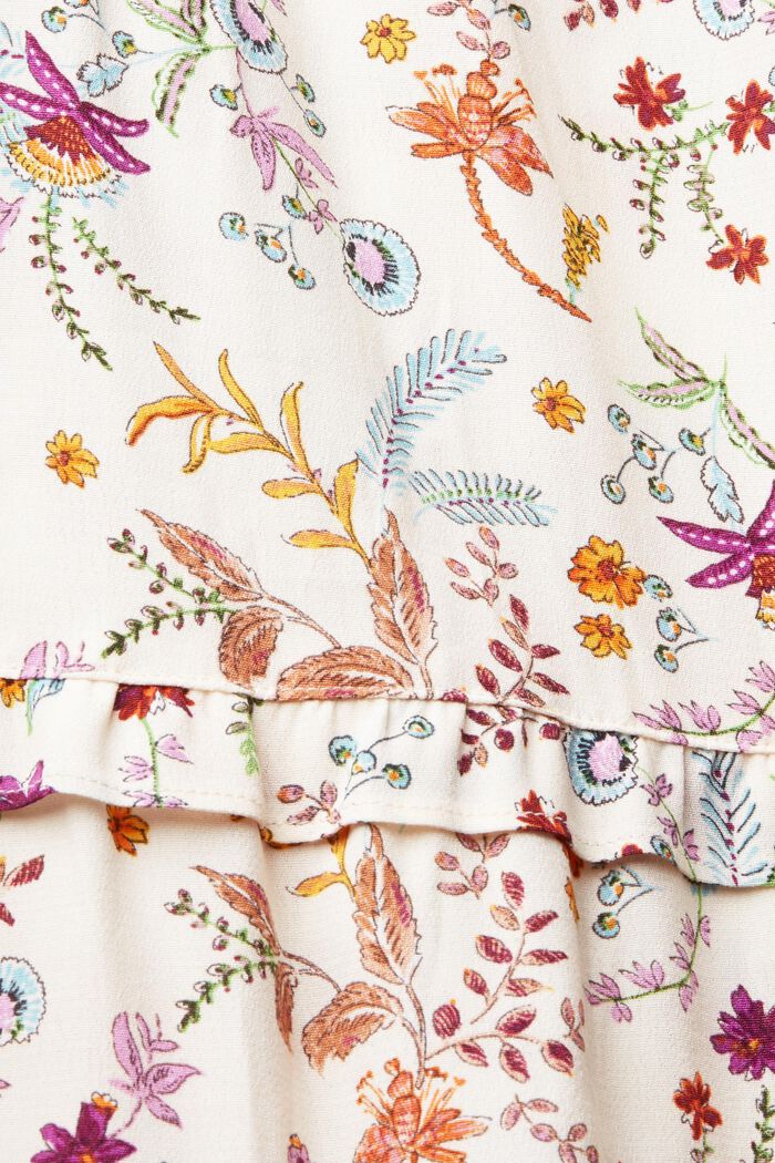 Robe longueur midi à motif à fleurs, CREAM BEIGE, detail image number 4