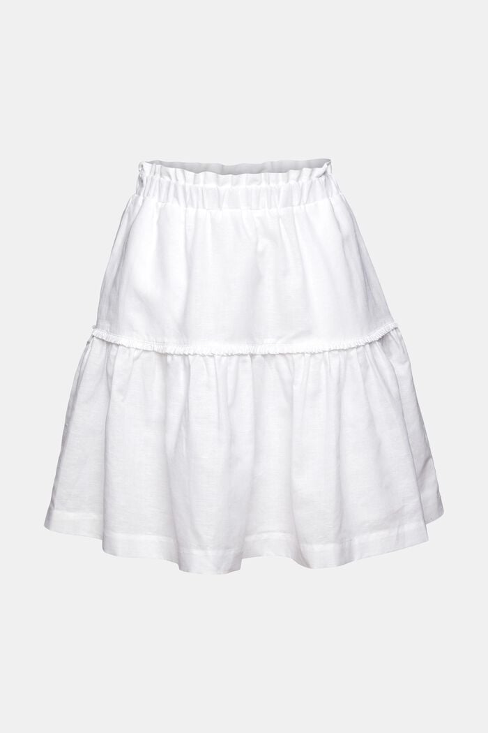 Mini-jupe en lin mélangé, WHITE, overview