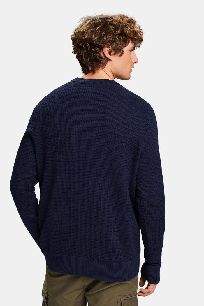 Pull-over texturé à col rond, NAVY BLUE, detail image number 2
