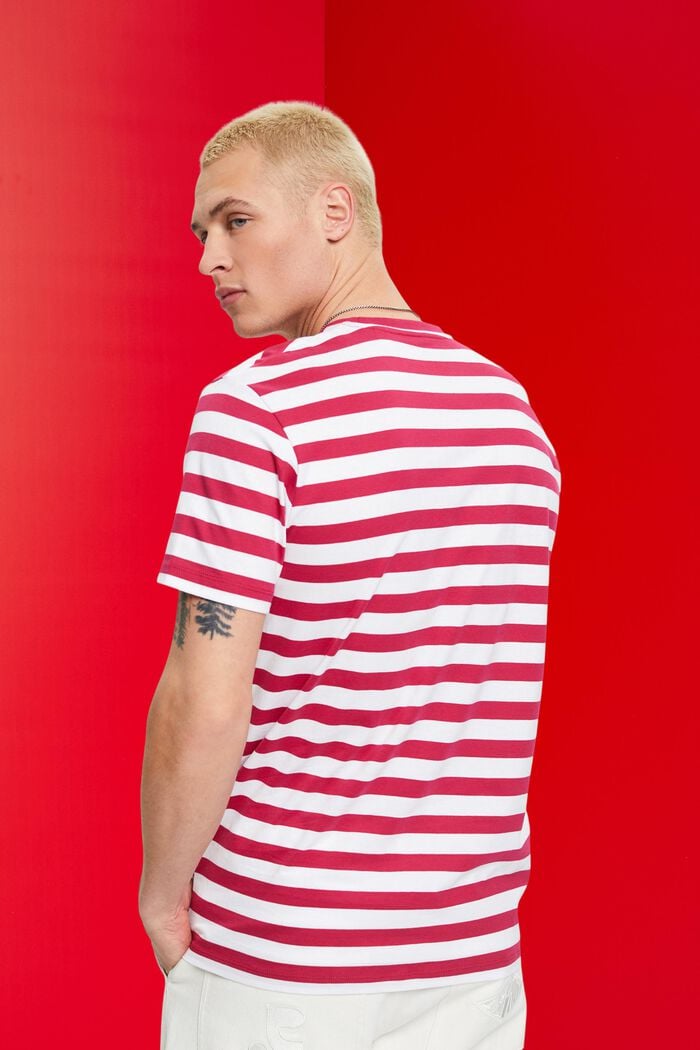 T-shirt à rayures en coton durable, RED, detail image number 3