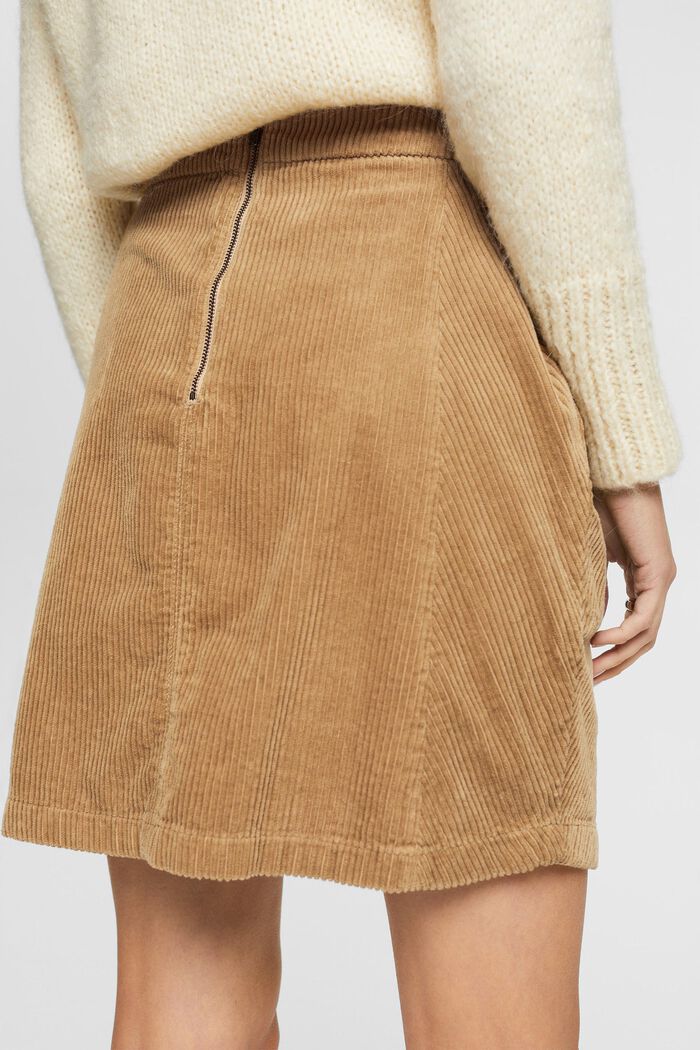 Mini-jupe en velours côtelé, 100 % coton, KHAKI BEIGE, detail image number 4