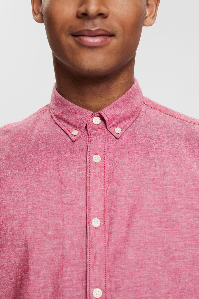 À teneur en lin : la chemise à col boutonné et manches courtes, DARK PINK, detail image number 2