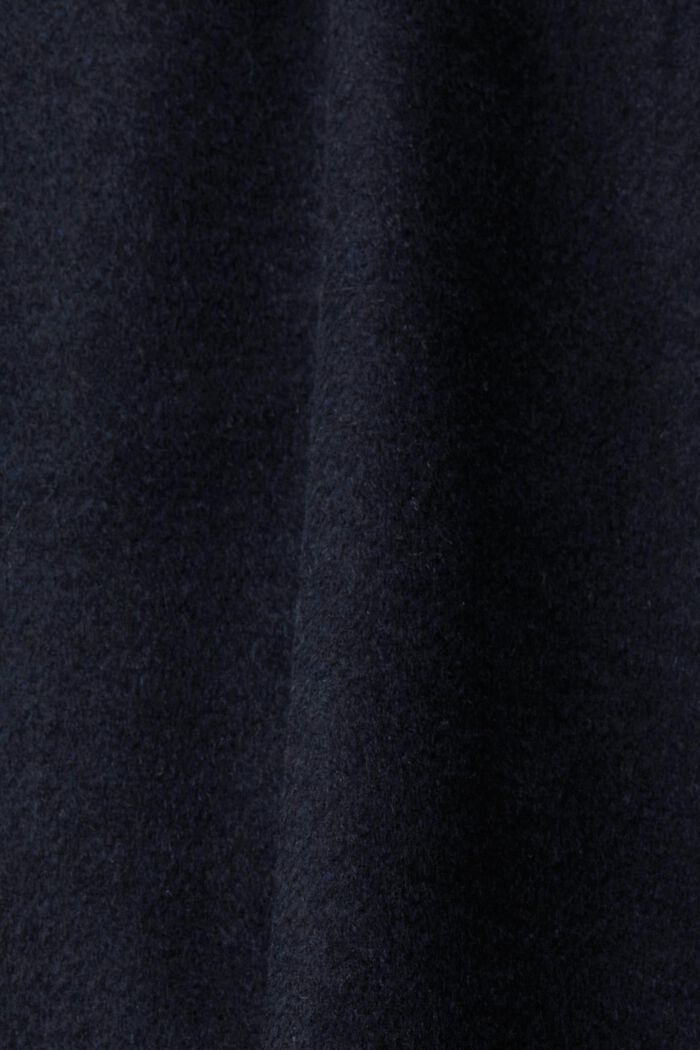 Manteau en laine mélangée à détail en maille côtelée, NAVY, detail image number 4