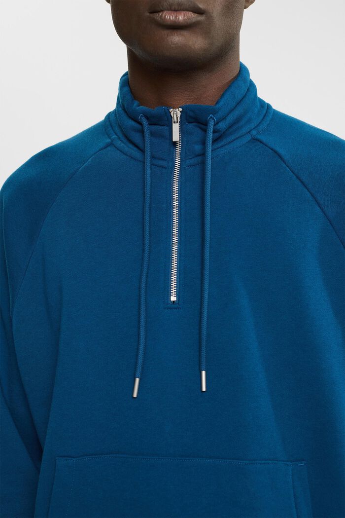 Sweat-shirt à zip court, PETROL BLUE, detail image number 0