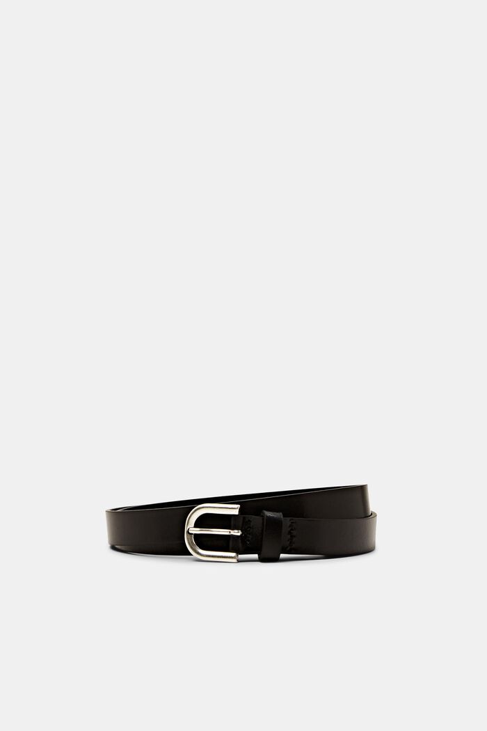 Fine ceinture en cuir, BLACK, detail image number 0