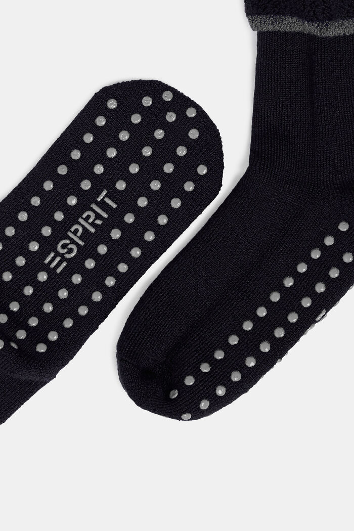 À teneur en laine vierge : les chaussons chaussettes tout doux, BLACK, detail image number 1