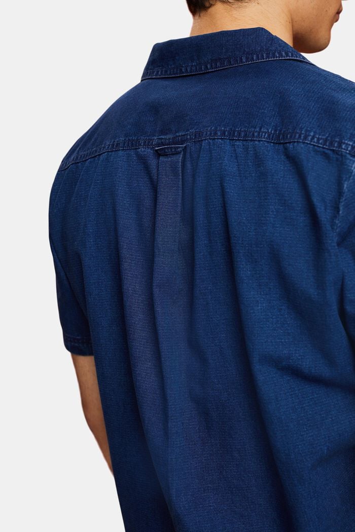 Chemise à manches courtes en jean, 100 % coton, BLUE DARK WASHED, detail image number 4