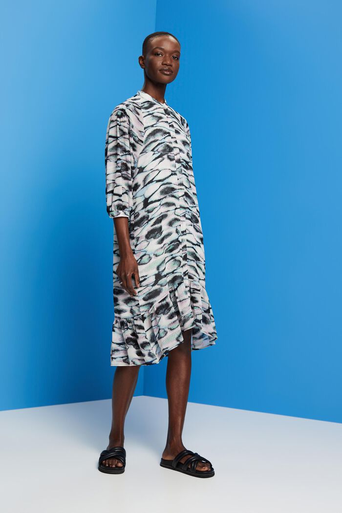 En matière recyclée : la robe longueur midi en mousseline, EMERALD GREEN, detail image number 4