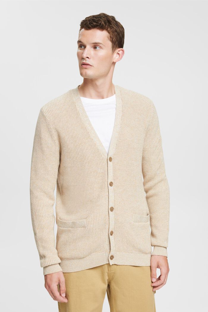 Cardigan chiné, 100 % coton, BEIGE, detail image number 0