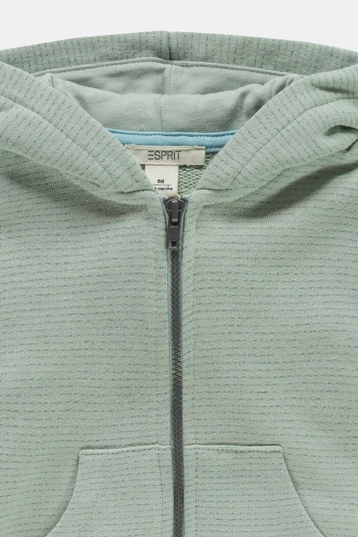 Sweat-shirt à capuche zippé 100 % coton biologique, LIGHT AQUA GREEN, detail image number 2