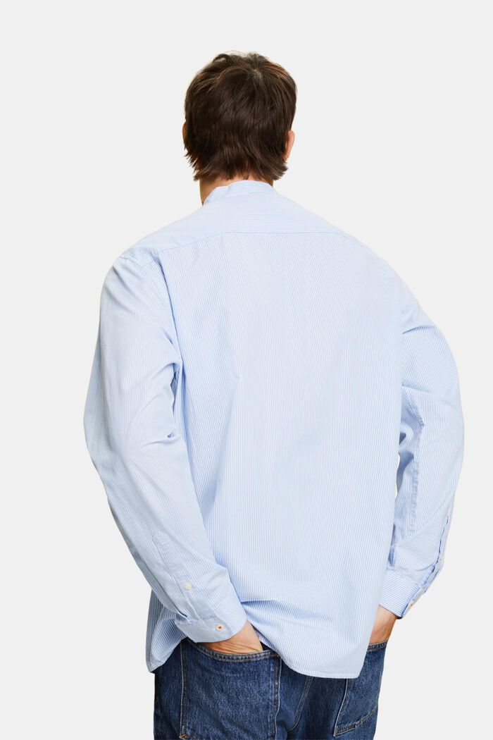 Chemise en coton à rayures tennis et col Mao, GREY BLUE, detail image number 3