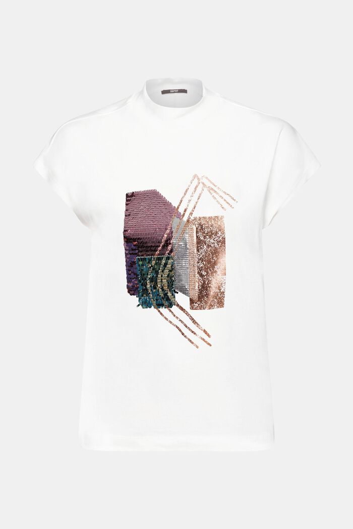 T-shirt orné d’une application de paillettes, TENCEL™, OFF WHITE, detail image number 5