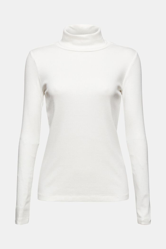 T-shirt côtelé à manches longues et col roulé, OFF WHITE, detail image number 6
