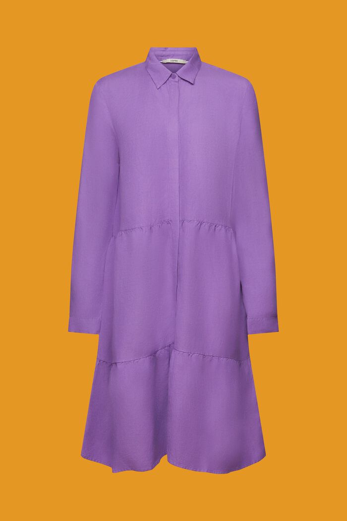 Mini robe-chemise en lin mélangé, PURPLE, detail image number 6